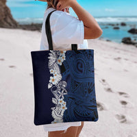 Blue Samoa Tattoo Tote Bag Plumeria Samoan Ocean Tatau Pattern - Polynesian Pride