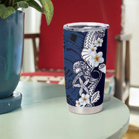 Blue Samoa Tattoo Tumbler Cup Plumeria Samoan Ocean Tatau Pattern - Polynesian Pride