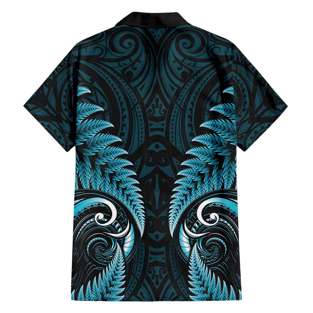 Aotearoa Pounamu Niho Family Matching Tank Maxi Dress and Hawaiian Shirt Silver Fern Mix Maori Pattern - Turquoise LT14 - Polynesian Pride