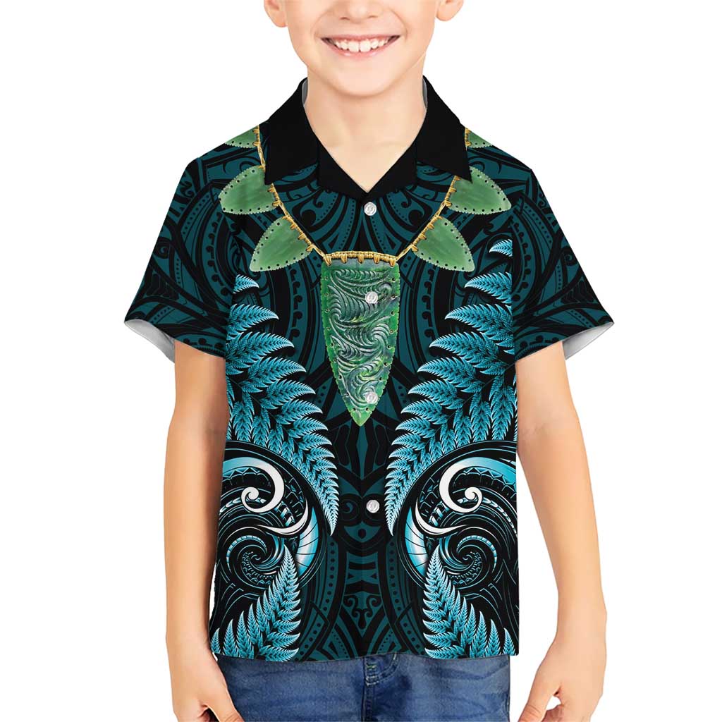 Aotearoa Pounamu Niho Hawaiian Shirt Silver Fern Mix Maori Pattern - Turquoise