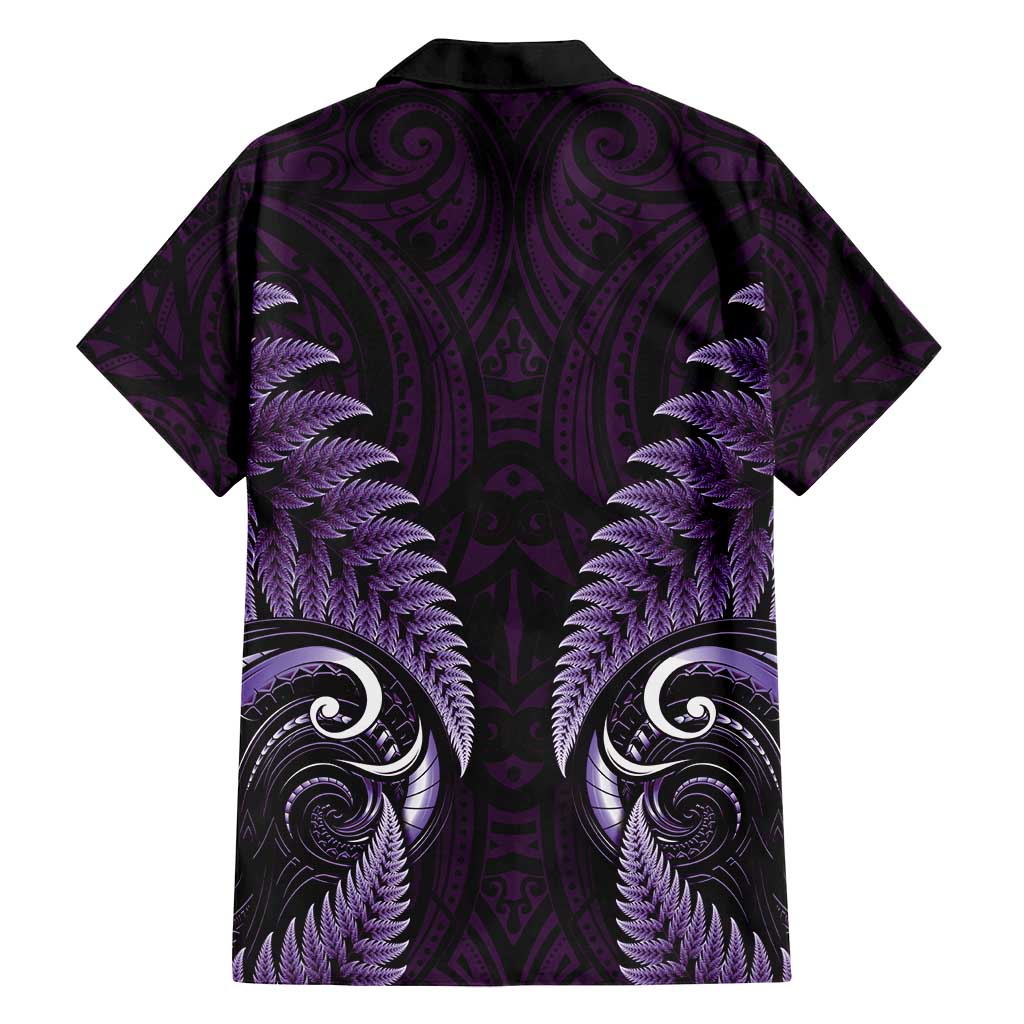 Aotearoa Pounamu Niho Family Matching Tank Maxi Dress and Hawaiian Shirt Silver Fern Mix Maori Pattern - Purple LT14 - Polynesian Pride