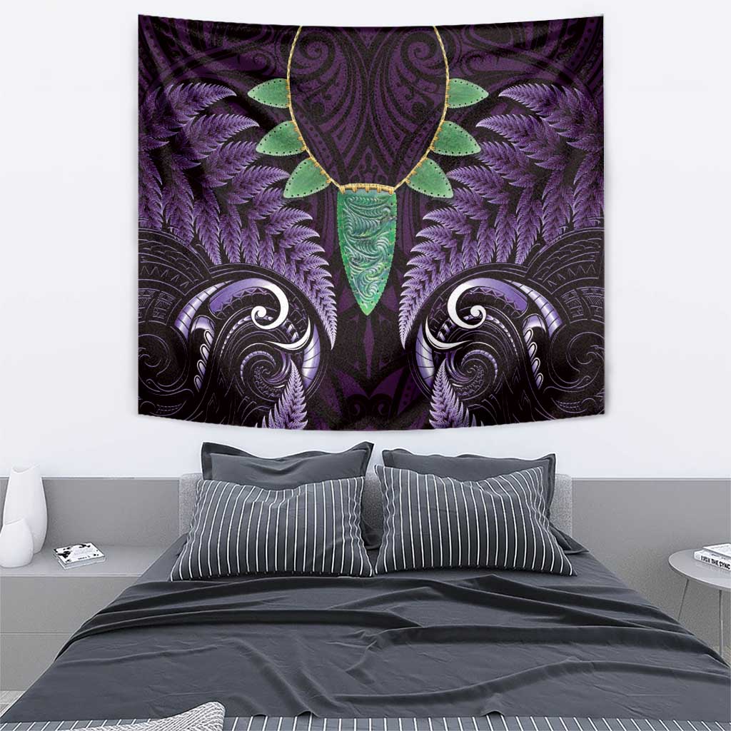 Aotearoa Pounamu Niho Tapestry Silver Fern Mix Maori Pattern - Purple
