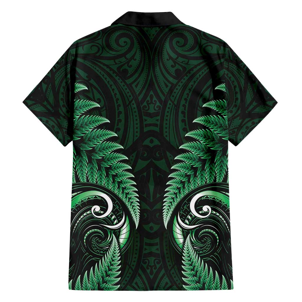 Aotearoa Pounamu Niho Family Matching Puletasi and Hawaiian Shirt Silver Fern Mix Maori Pattern - Green
