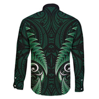 Aotearoa Pounamu Niho Family Matching Tank Maxi Dress and Hawaiian Shirt Silver Fern Mix Maori Pattern - Green LT14 - Polynesian Pride