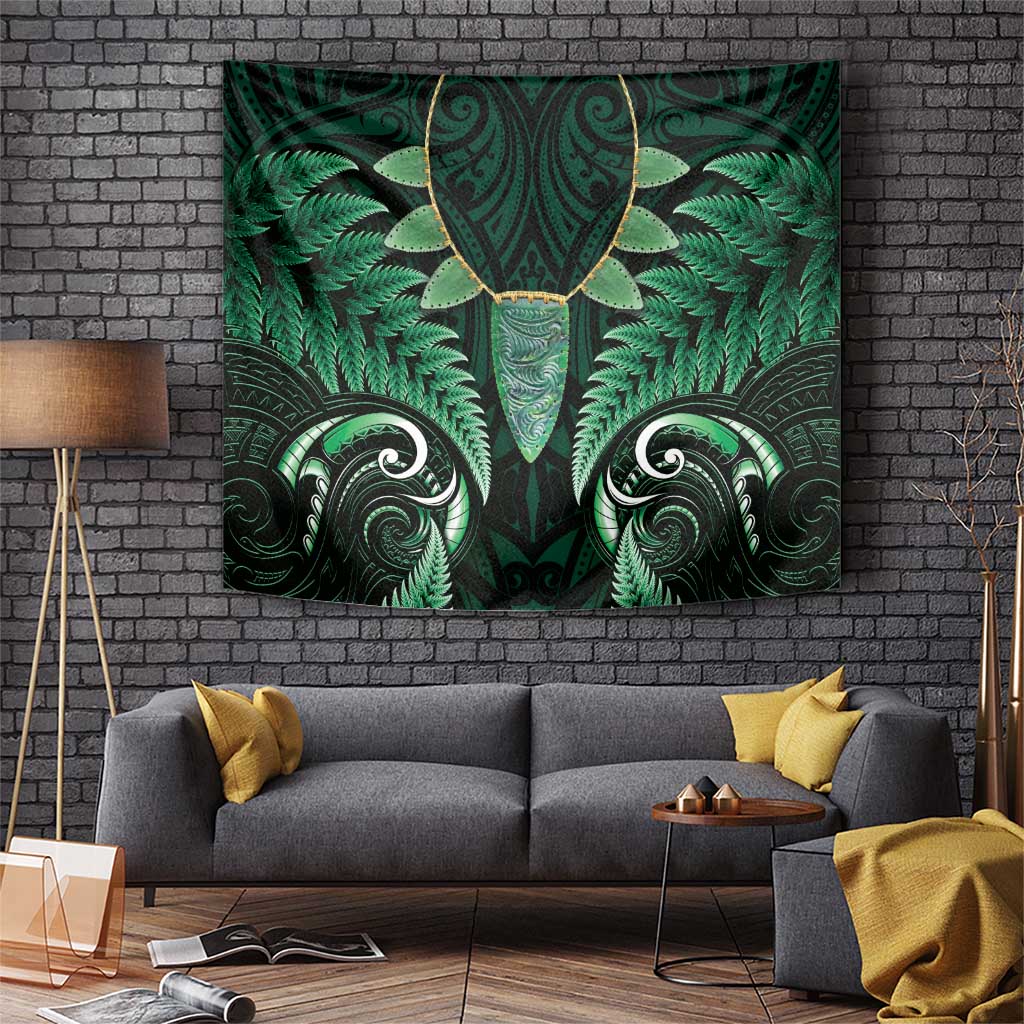 Aotearoa Pounamu Niho Tapestry Silver Fern Mix Maori Pattern - Green LT14 Green - Polynesian Pride