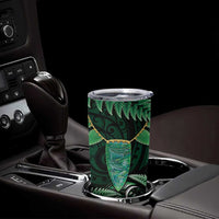 Aotearoa Pounamu Niho Tumbler Cup Silver Fern Mix Maori Pattern - Green