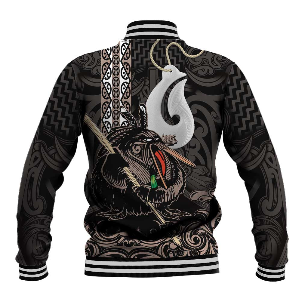 Aotearoa Hei Matau Baseball Jacket Haka Kiwi Mix Maori Mangopare LT14 - Polynesian Pride