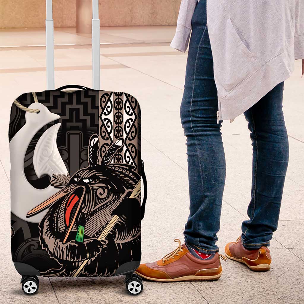 Aotearoa Hei Matau Luggage Cover Haka Kiwi Mix Maori Mangopare LT14 Black - Polynesian Pride