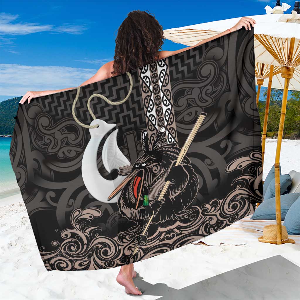 Aotearoa Hei Matau Sarong Haka Kiwi Mix Maori Mangopare LT14 One Size 44 x 66 inches Black - Polynesian Pride