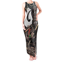 Aotearoa Hei Matau Tank Maxi Dress Haka Kiwi Mix Maori Mangopare LT14 Women Black - Polynesian Pride