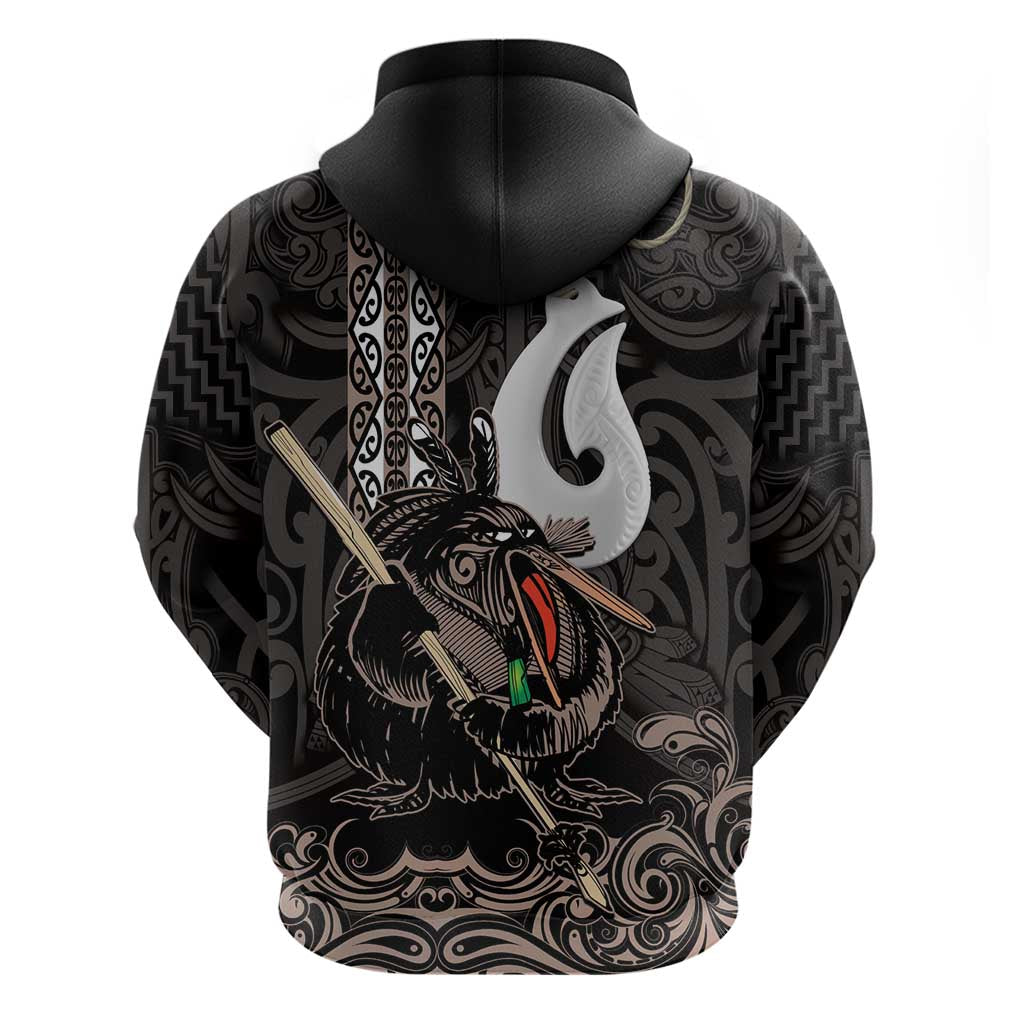 Aotearoa Hei Matau Zip Hoodie Haka Kiwi Mix Maori Mangopare LT14 - Polynesian Pride