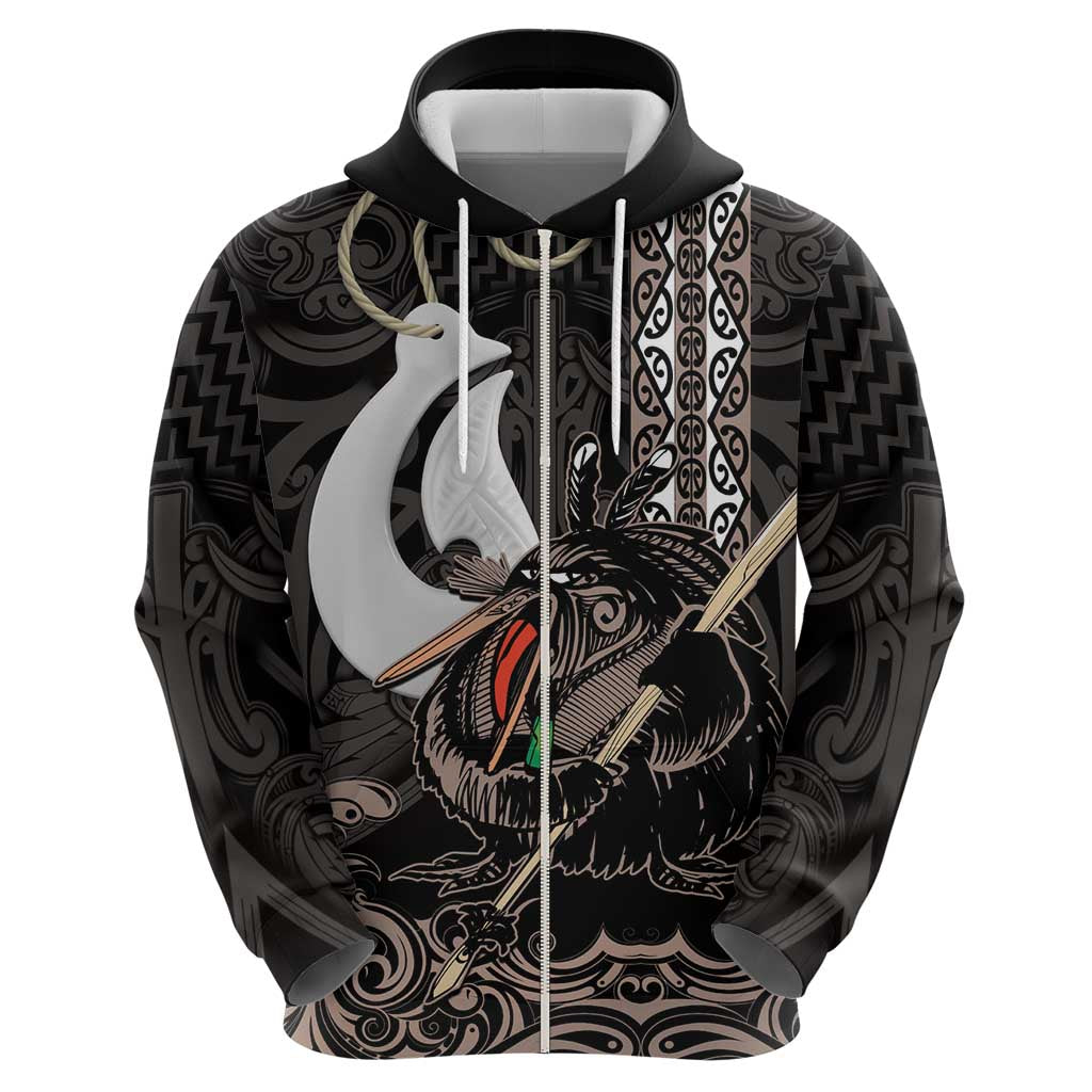 Aotearoa Hei Matau Zip Hoodie Haka Kiwi Mix Maori Mangopare LT14 - Polynesian Pride