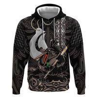 Aotearoa Hei Matau Zip Hoodie Haka Kiwi Mix Maori Mangopare LT14 Pullover Hoodie Black - Polynesian Pride