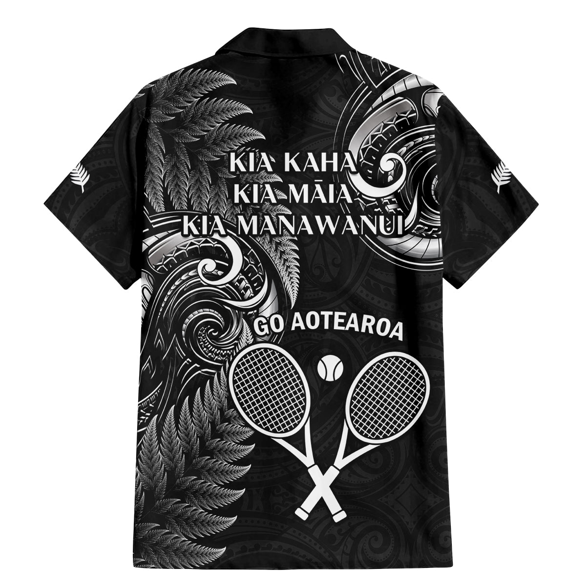 New Zealand Tiki Tennis Family Matching Mermaid Dress and Hawaiian Shirt 2024 Aotearoa Tenehi Maori Silver Fern - Black LT14 - Polynesian Pride