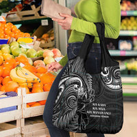 New Zealand Tiki Tennis Grocery Bag Aotearoa Tenehi Maori Silver Fern - Black
