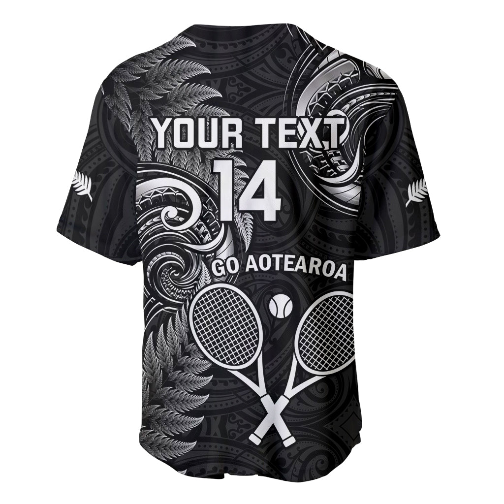 Custom New Zealand Tiki Tennis Baseball Jersey 2024 Aotearoa Tenehi Maori Silver Fern - Black LT14 - Polynesian Pride