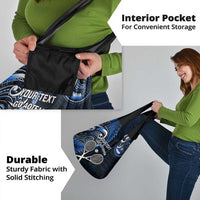 Custom New Zealand Tiki Tennis Grocery Bag Aotearoa Tenehi Maori Silver Fern - Blue