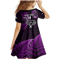 Custom New Zealand Tiki Tennis Family Matching Mermaid Dress and Hawaiian Shirt 2024 Aotearoa Tenehi Maori Silver Fern - Purple LT14 - Polynesian Pride