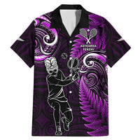 Custom New Zealand Tiki Tennis Family Matching Mermaid Dress and Hawaiian Shirt 2024 Aotearoa Tenehi Maori Silver Fern - Purple LT14 Dad's Shirt - Short Sleeve Purple - Polynesian Pride