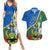 Personalised Halo Olaketa Solomon Islands Couples Matching Summer Maxi Dress and Hawaiian Shirt Coat Of Arms With Tropical Flowers Flag Style LT14 Green - Polynesian Pride