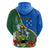 Personalised Halo Olaketa Solomon Islands Hoodie Coat Of Arms With Tropical Flowers Flag Style LT14 - Polynesian Pride