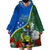 Personalised Halo Olaketa Solomon Islands Wearable Blanket Hoodie Coat Of Arms With Tropical Flowers Flag Style LT14 - Polynesian Pride