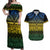 Halo Olaketa Solomon Islands Couples Matching Off Shoulder Maxi Dress and Hawaiian Shirt Melanesian Tribal Pattern Gradient Version LT14 Black - Polynesian Pride