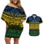 Halo Olaketa Solomon Islands Couples Matching Off Shoulder Short Dress and Hawaiian Shirt Melanesian Tribal Pattern Gradient Version LT14 Black - Polynesian Pride