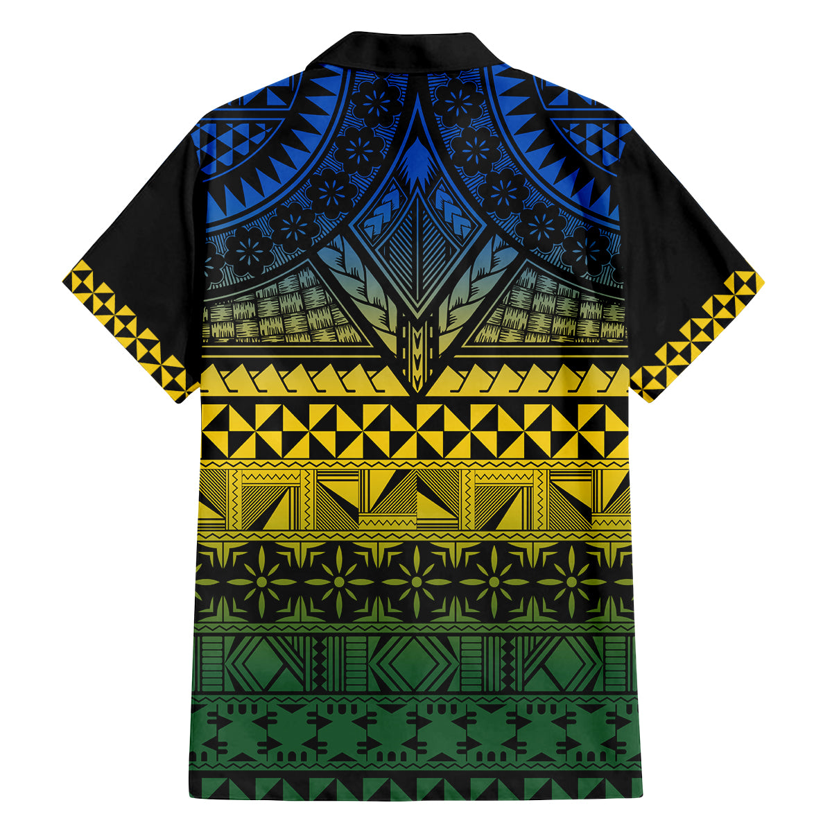 Halo Olaketa Solomon Islands Family Matching Tank Maxi Dress and Hawaiian Shirt Melanesian Tribal Pattern Gradient Version LT14 - Polynesian Pride