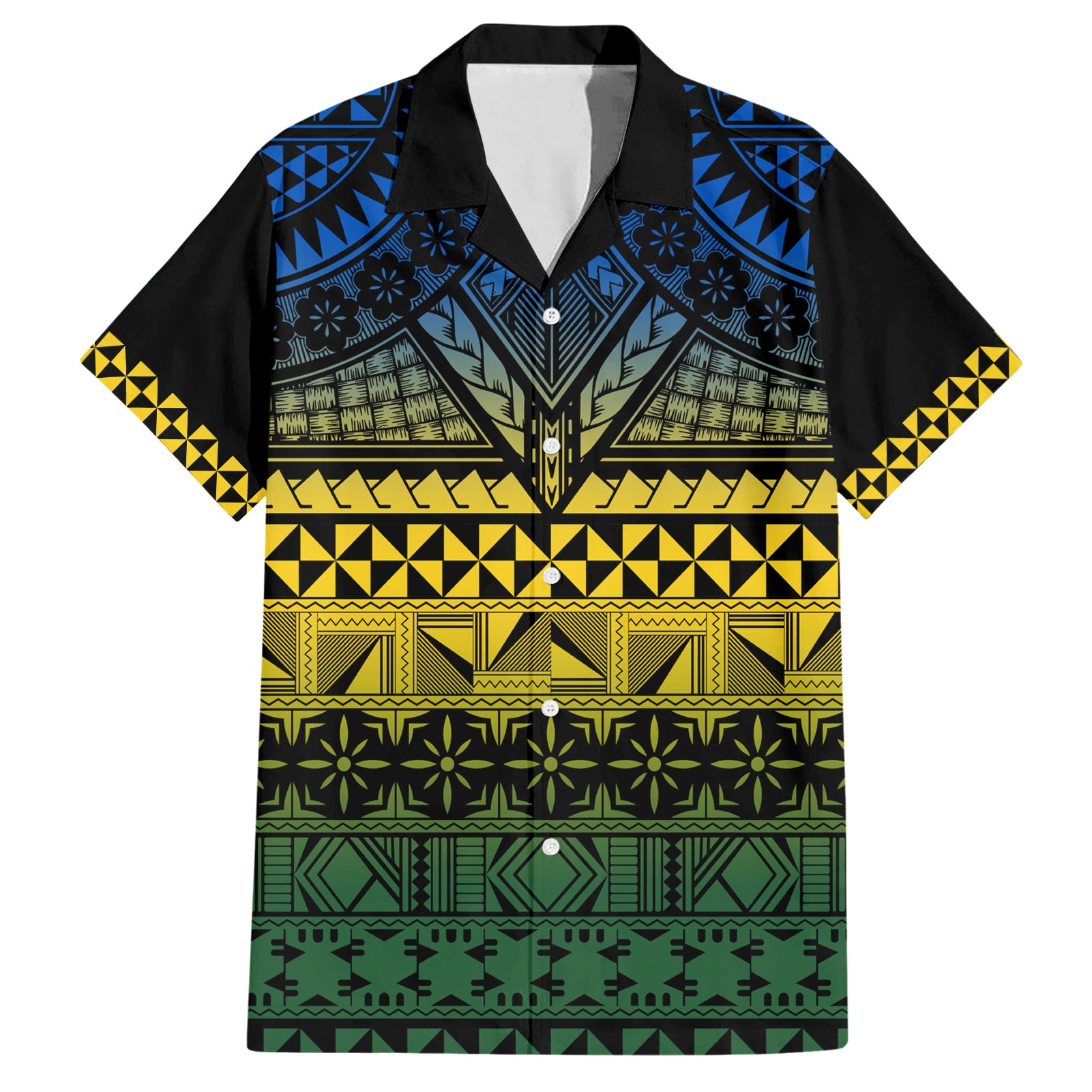 Halo Olaketa Solomon Islands Hawaiian Shirt Melanesian Tribal Pattern Gradient Version LT14 Black - Polynesian Pride