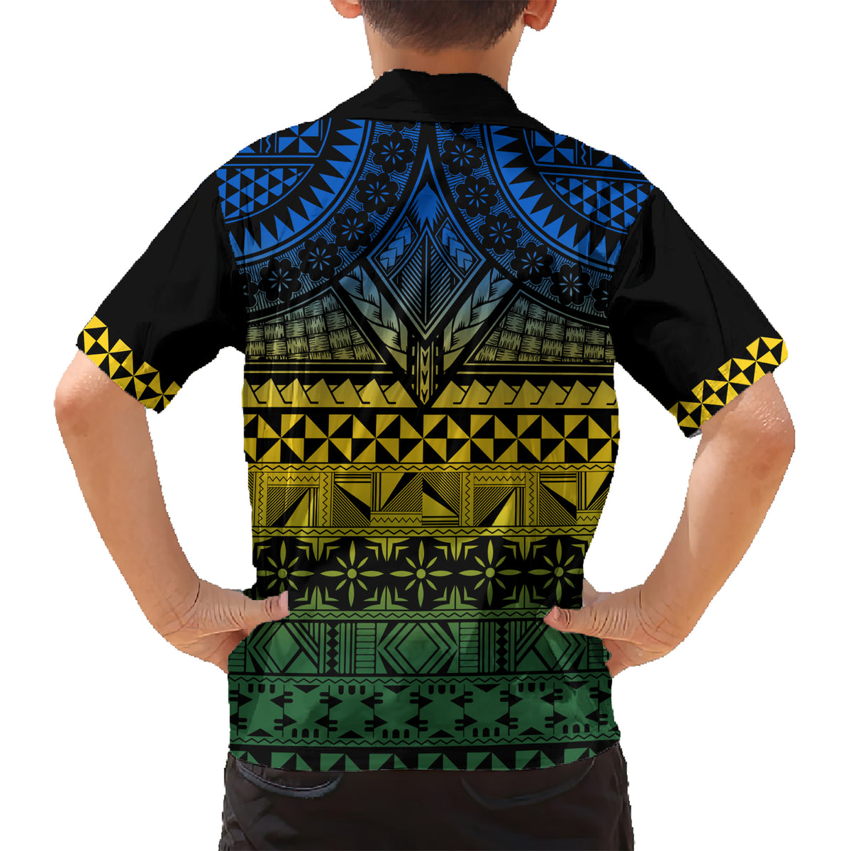 Halo Olaketa Solomon Islands Kid Hawaiian Shirt Melanesian Tribal Pattern Gradient Version LT14 - Polynesian Pride