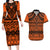 Halo Olaketa Solomon Islands Couples Matching Long Sleeve Bodycon Dress and Hawaiian Shirt Melanesian Tribal Pattern Orange Version LT14 Orange - Polynesian Pride