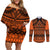 Halo Olaketa Solomon Islands Couples Matching Off Shoulder Short Dress and Long Sleeve Button Shirt Melanesian Tribal Pattern Orange Version LT14 Orange - Polynesian Pride