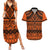 Halo Olaketa Solomon Islands Couples Matching Summer Maxi Dress and Hawaiian Shirt Melanesian Tribal Pattern Orange Version LT14 Orange - Polynesian Pride