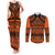 Halo Olaketa Solomon Islands Couples Matching Tank Maxi Dress and Long Sleeve Button Shirt Melanesian Tribal Pattern Orange Version LT14 Orange - Polynesian Pride