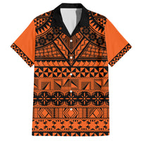 Halo Olaketa Solomon Islands Family Matching Off Shoulder Short Dress and Hawaiian Shirt Melanesian Tribal Pattern Orange Version LT14 Dad's Shirt - Short Sleeve Orange - Polynesian Pride