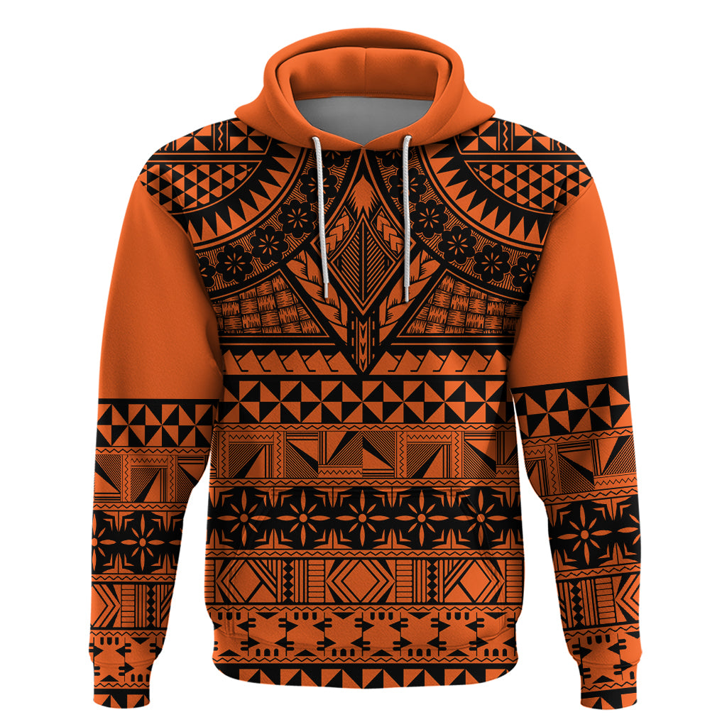 Halo Olaketa Solomon Islands Hoodie Melanesian Tribal Pattern Orange Version LT14 Pullover Hoodie Orange - Polynesian Pride
