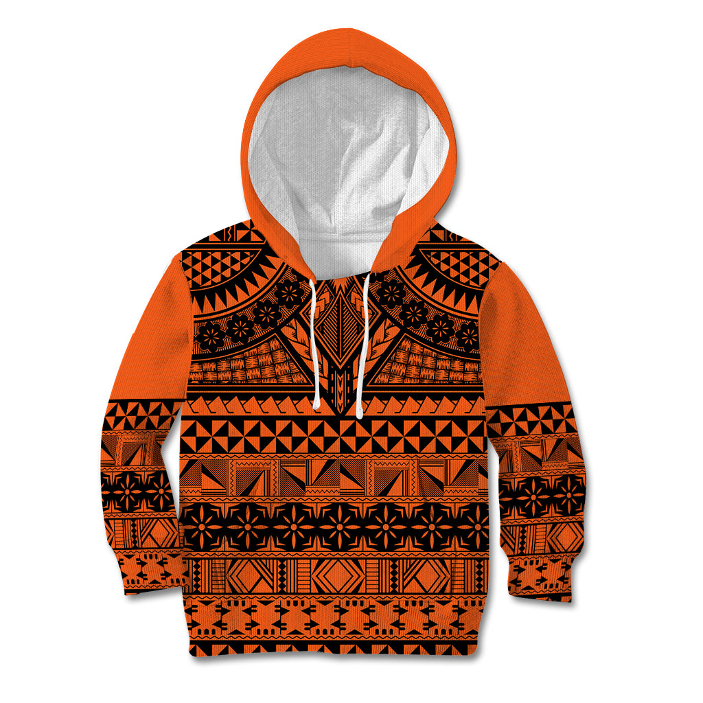 Halo Olaketa Solomon Islands Kid Hoodie Melanesian Tribal Pattern Orange Version LT14 Hoodie Orange - Polynesian Pride