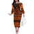 Halo Olaketa Solomon Islands Off The Shoulder Long Sleeve Dress Melanesian Tribal Pattern Orange Version LT14 Women Orange - Polynesian Pride