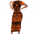 Halo Olaketa Solomon Islands Short Sleeve Bodycon Dress Melanesian Tribal Pattern Orange Version LT14 Long Dress Orange - Polynesian Pride