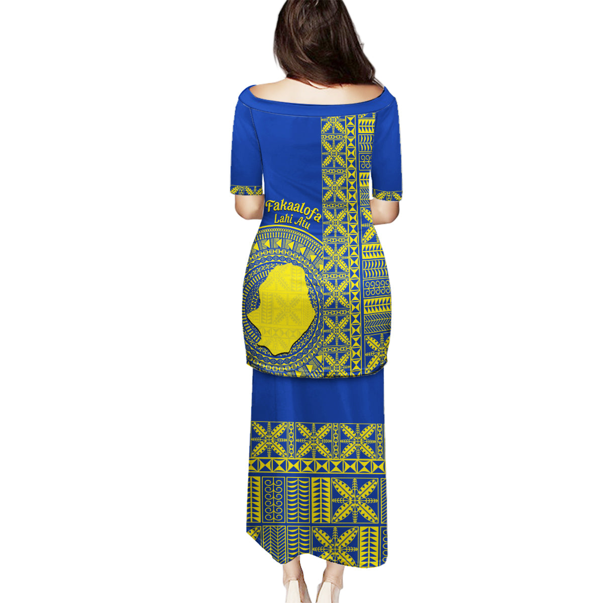 Fakaalofa Lahi Atu Niue Family Matching Puletasi and Hawaiian Shirt Niuean Map With Hiapo Pattern Blue Version LT14 - Polynesian Pride