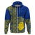 Fakaalofa Lahi Atu Niue Hoodie Niuean Map With Hiapo Pattern Blue Version LT14 Zip Hoodie Blue - Polynesian Pride