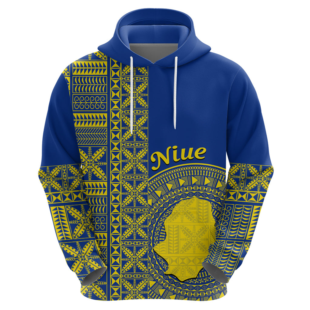 Fakaalofa Lahi Atu Niue Zip Hoodie Niuean Map With Hiapo Pattern Blue Version LT14 - Polynesian Pride