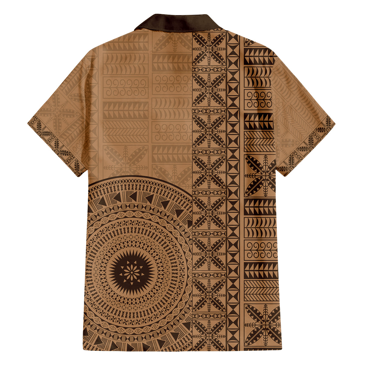 Fakaalofa Lahi Atu Niue Family Matching Long Sleeve Bodycon Dress and Hawaiian Shirt Vintage Hiapo Pattern Brown Version LT14 - Polynesian Pride