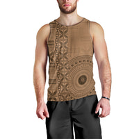 Fakaalofa Lahi Atu Niue Men Tank Top Vintage Hiapo Pattern Brown Version LT14 - Polynesian Pride