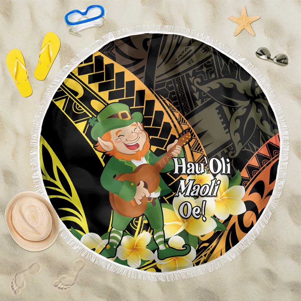 Hawaii Saint Patrick's Day Beach Blanket Ukulele Leprechaun Hau'Oli Maoli Oe! LT14 One Size 150cm Reggae - Polynesian Pride