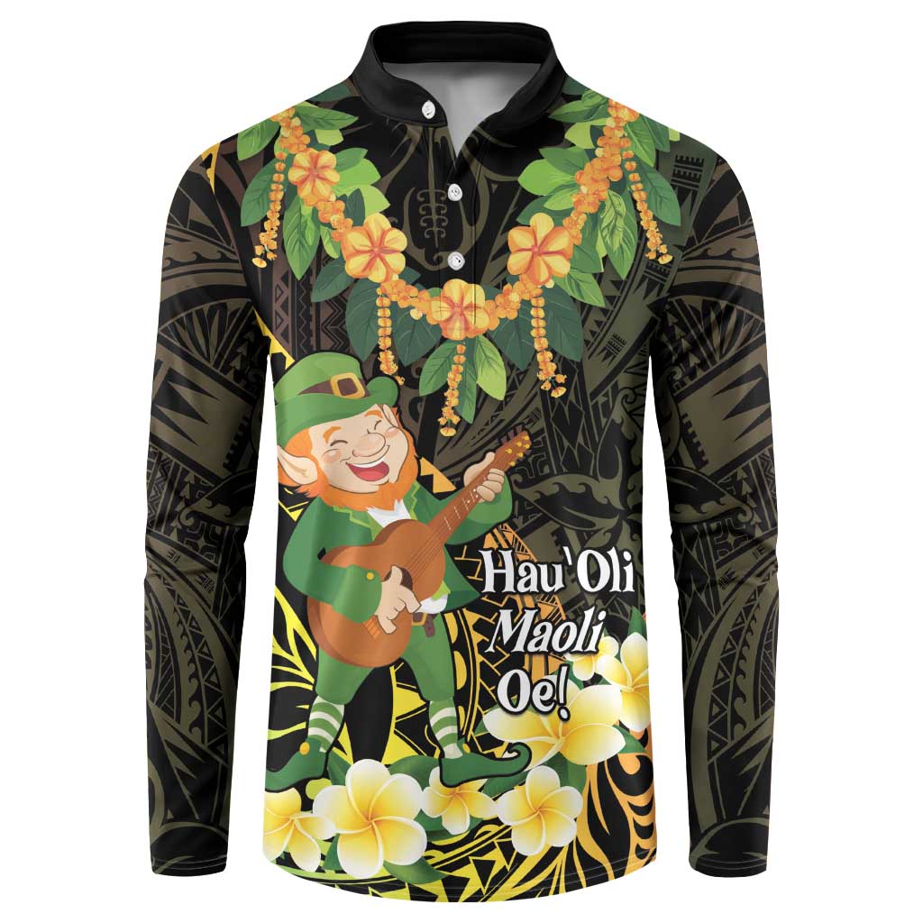 Hawaii Saint Patrick's Day Button Sweatshirt Ukulele Leprechaun Hau'Oli Maoli Oe! LT14 Reggae - Polynesian Pride