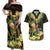 Hawaii Saint Patrick's Day Couples Matching Off Shoulder Maxi Dress and Hawaiian Shirt Ukulele Leprechaun Hau'Oli Maoli Oe!