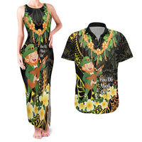 Hawaii Saint Patrick's Day Couples Matching Tank Maxi Dress and Hawaiian Shirt Ukulele Leprechaun Hau'Oli Maoli Oe!