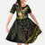 Hawaii Saint Patrick's Day Family Matching Off The Shoulder Long Sleeve Dress and Hawaiian Shirt Ukulele Leprechaun Hau'Oli Maoli Oe!